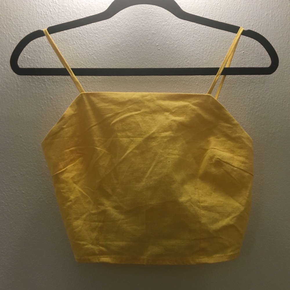 Yellow tie back crop top